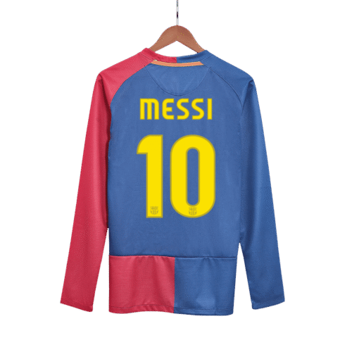 Vintage Soccer Jersey MESSI #10 Barcelona Home Long Sleeve 2008/09 - UCL Final