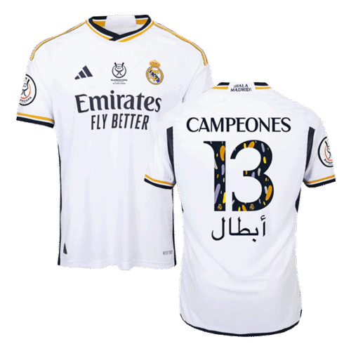 CAMPEONES #13 Real Madrid Campeones Supercopa Home Authentic Soccer Jersey 2023/24