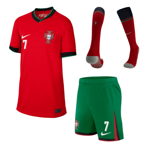 RONALDO #7 Portugal Home Kinder Fußball Trikots Full Kit EURO 2024