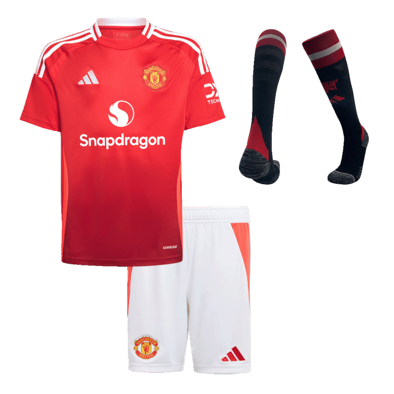 Manchester United Home Kids Soccer Jerseys Full Kit 2024/25