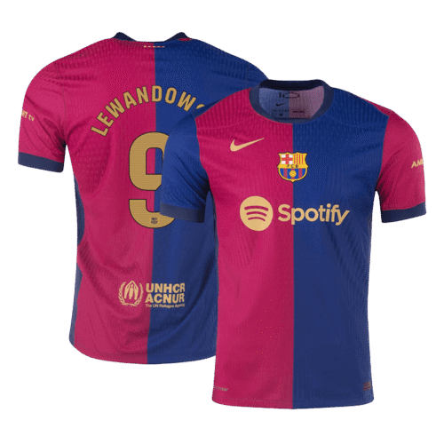 LEWANDOWSKI #9 Barcelona Home Authentic Soccer Jersey 2024/25