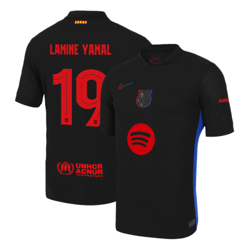 LAMINE YAMAL #19 Barcelona Away Authentic Soccer Jersey 2024/25 - UCL（Spotify Logo Without Text）