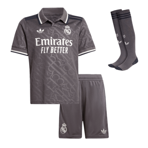 Camisolas de futebol para crianças do Real Madrid Third Away Kit completo 2024/25