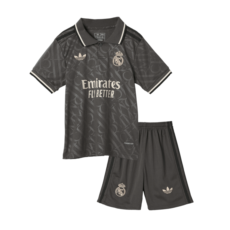 Camisolas de futebol para crianças do Real Madrid Third Away Kit completo 2024/25