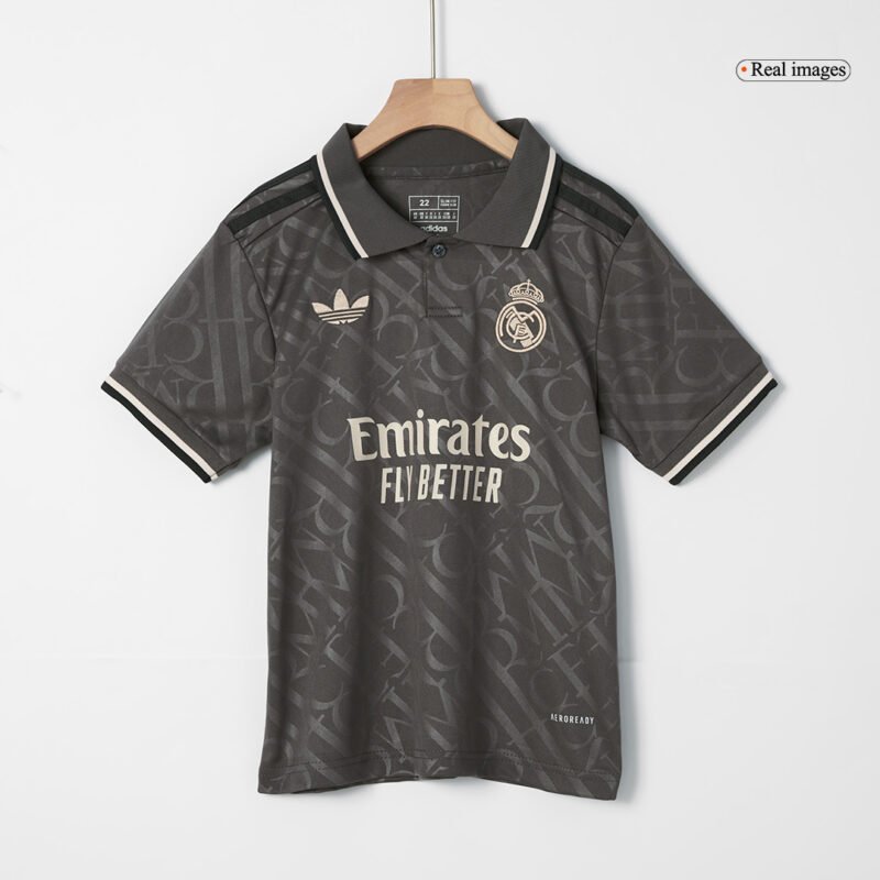 Camisolas de futebol para crianças do Real Madrid Third Away Kit completo 2024/25