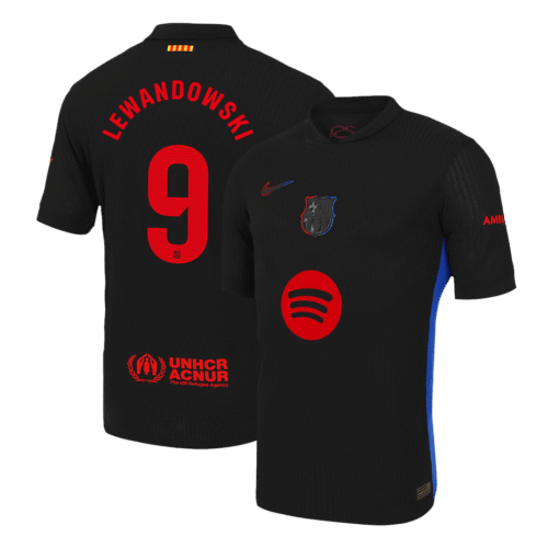 LEWANDOWSKI #9 Barcelona Away Authentic Soccer Jersey 2024/25 - Spotify Logo Without Text