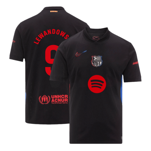 LEWANDOWSKI #9 Barcelona Away Soccer Jersey 2024/25- Spotify Logo Without Text
