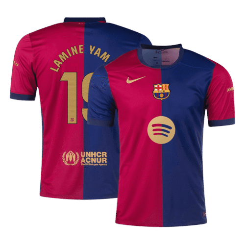 LAMINE YAMAL #19 Barcelona Home Soccer Jersey 2024/25 - Logo Spotify Sans Texte