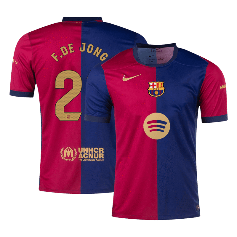 F.DE JONG #21 Barcelona Home Soccer Jersey 2024/25 - Spotify Logo Without Text