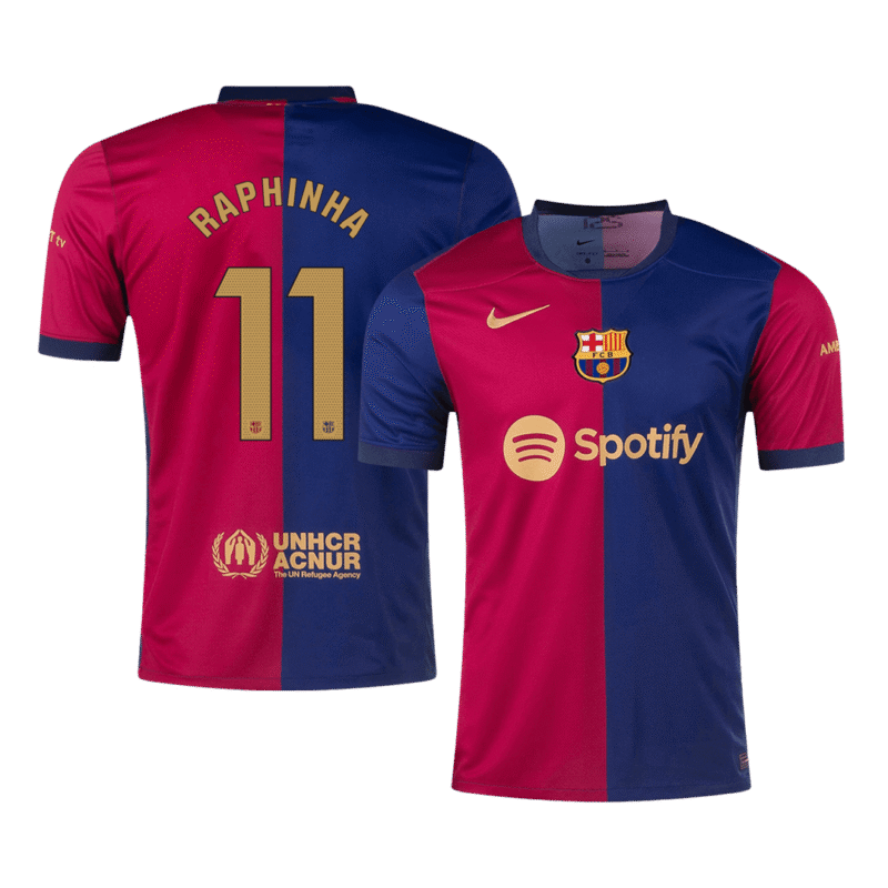 RAPHINHA #11 Barcelona Home Soccer Jersey 2024/25