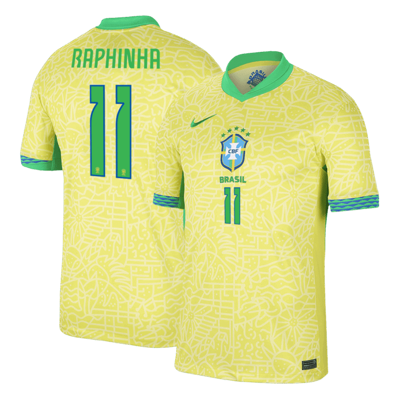 RAPHINHA #11 Brazil Home Soccer Jersey Copa America 2024