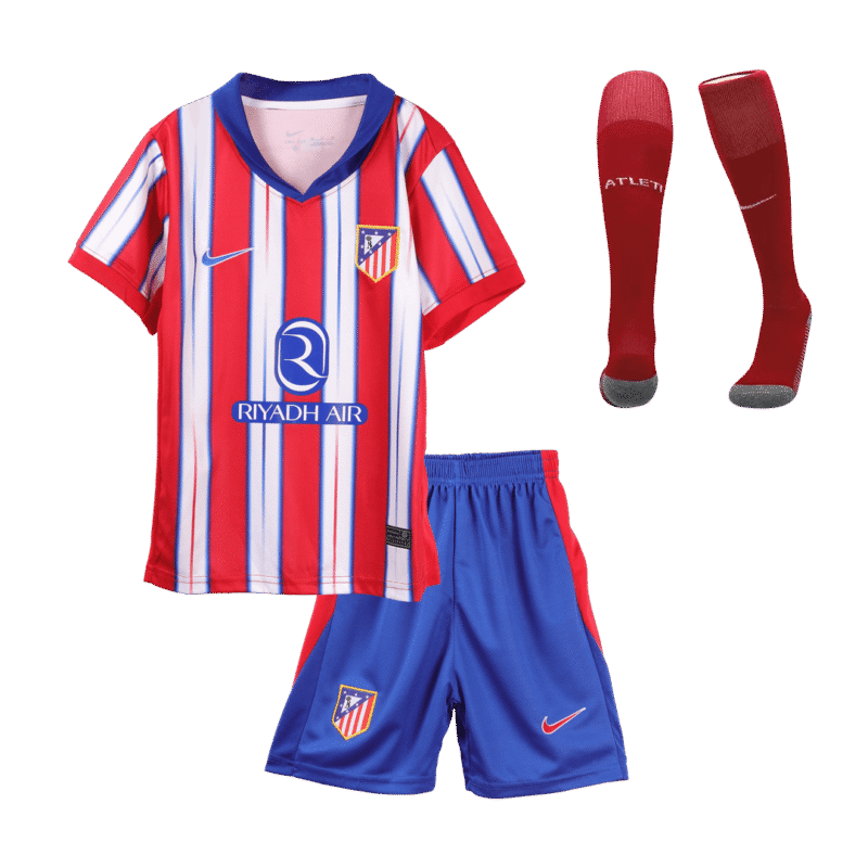 Atletico Madrid Home Kids Soccer Jerseys Full Kit 2024/25