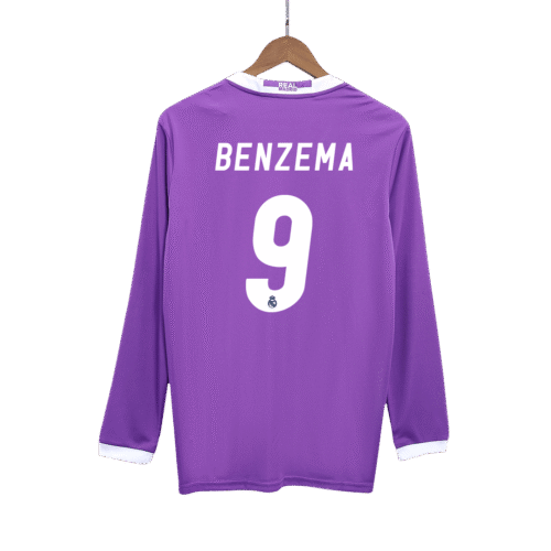 Vintage Soccer Jersey BENZEMA #9 Real Madrid Away Long Sleeve 2016/17