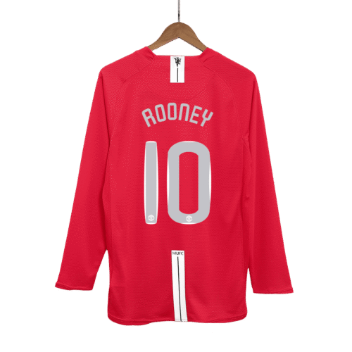 Vintage Soccer Jersey ROONEY #10 Manchester United Home Long Sleeve 2007/08 - UCL Final
