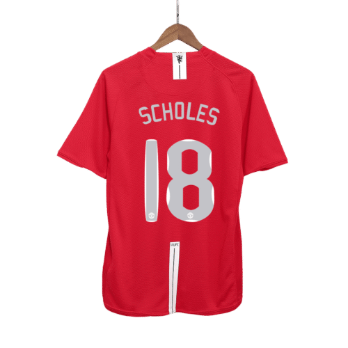 Vintage Soccer Jersey SCHOLES #18 Manchester United Home 2007/08 - UCL Final