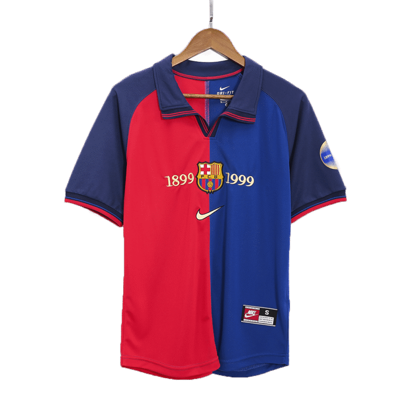 Vintage Soccer Jersey KLUIVERT #9 Barcelona Home 1999/00 - 100th Anniversary