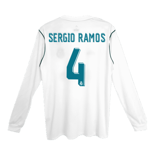 Vintage Soccer Jersey SERGIO RAMOS #4 Real Madrid Home Long Sleeve 2017/18