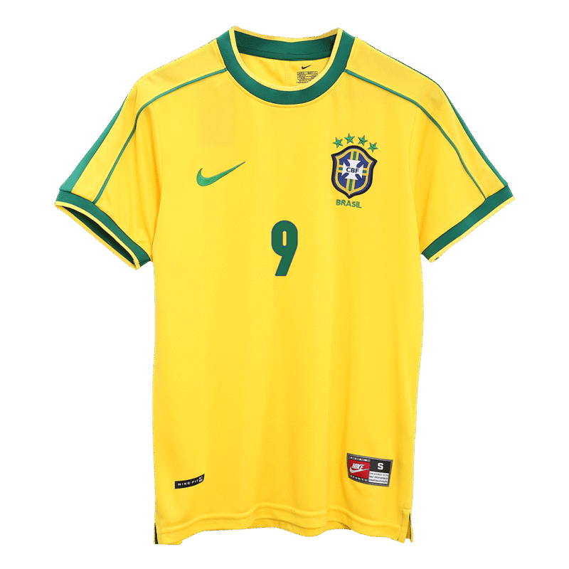 Vintage Soccer Jersey RONALDO #9 Brazil Home 1998