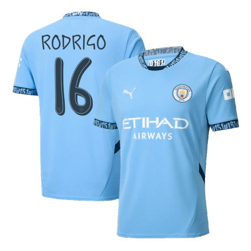 RODRIGO #16 Manchester City Home Soccer Jersey 2024/25 - UCL