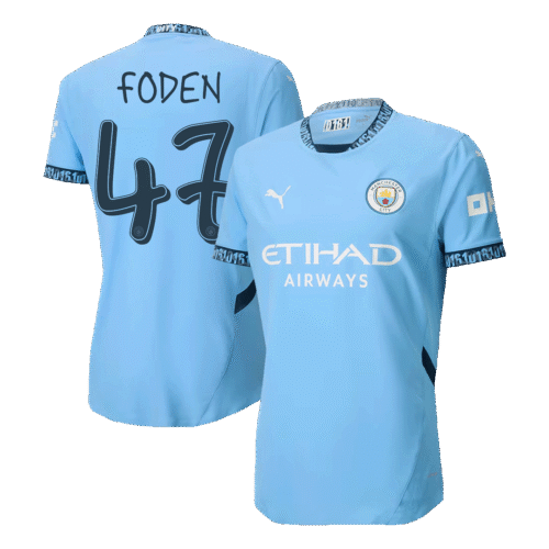 FODEN #47 Manchester City Home Authentic Soccer Jersey 2024/25 - UCL