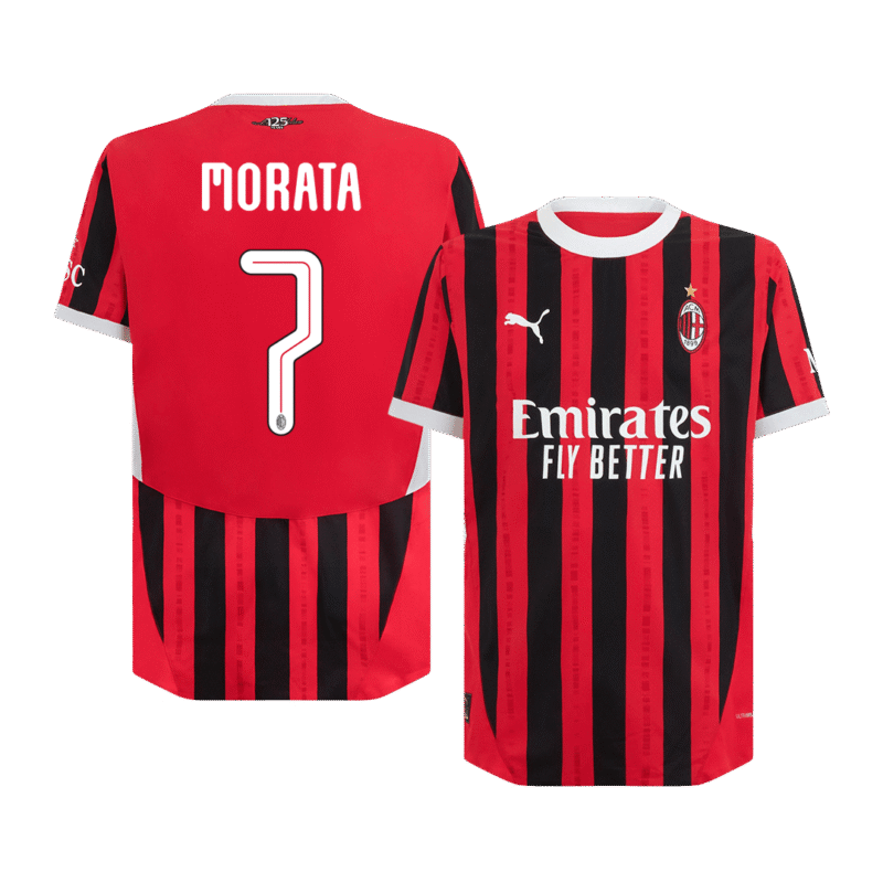 MORATA #7 AC Milan Home Authentic Soccer Jersey 2024/25 - UCL