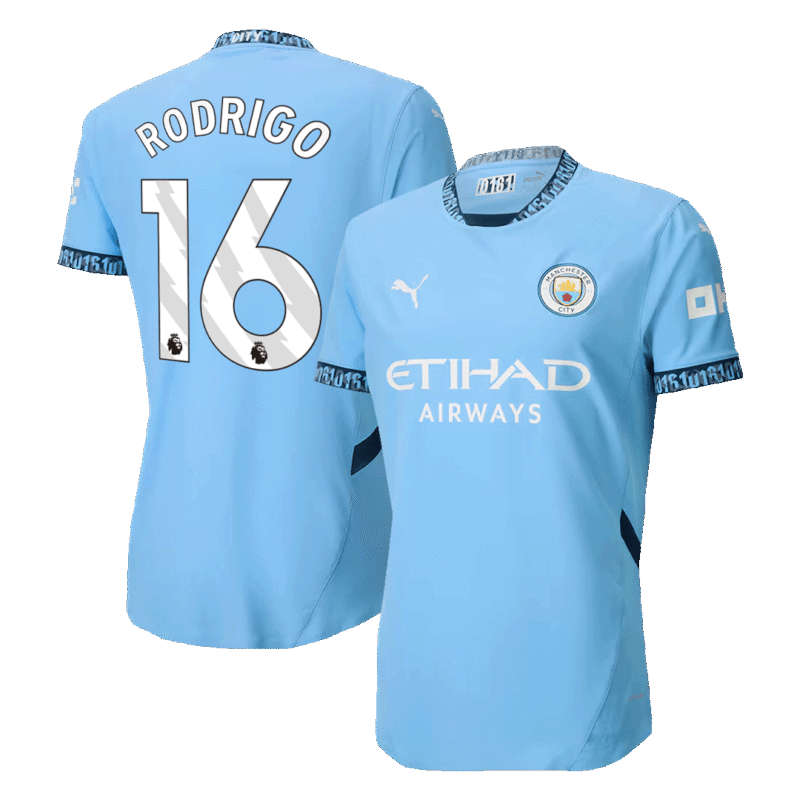 RODRIGO #16 Manchester City Home Authentic Soccer Jersey 2024/25