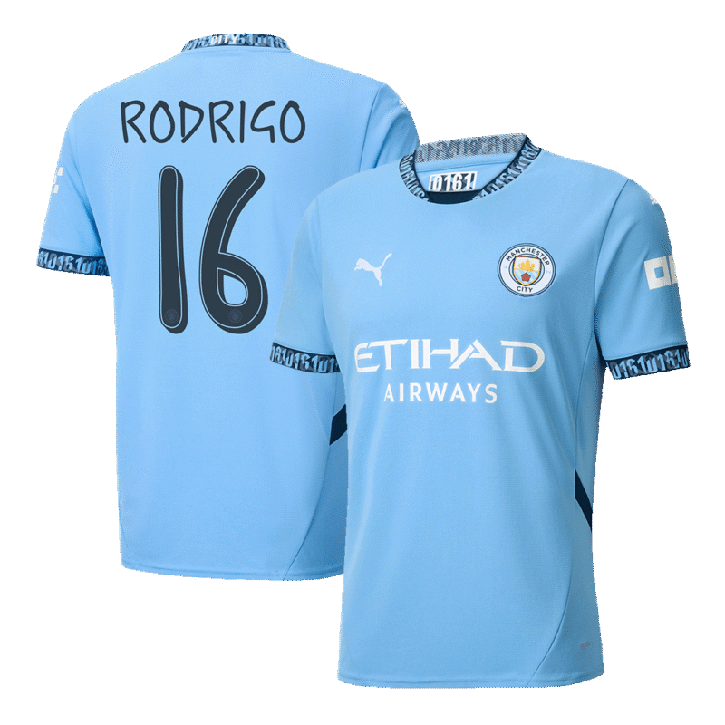 RODRIGO #16 Manchester City Home Soccer Jersey 2024/25 - UCL
