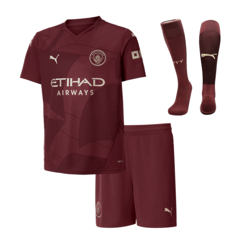 Manchester City Third Away Kids Soccer Jerseys Full Kit 2024/25