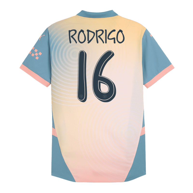 RODRIGO #16 Manchester City Fourth Away Authentic Soccer Jersey 2024/25- Definitely City (UCL)