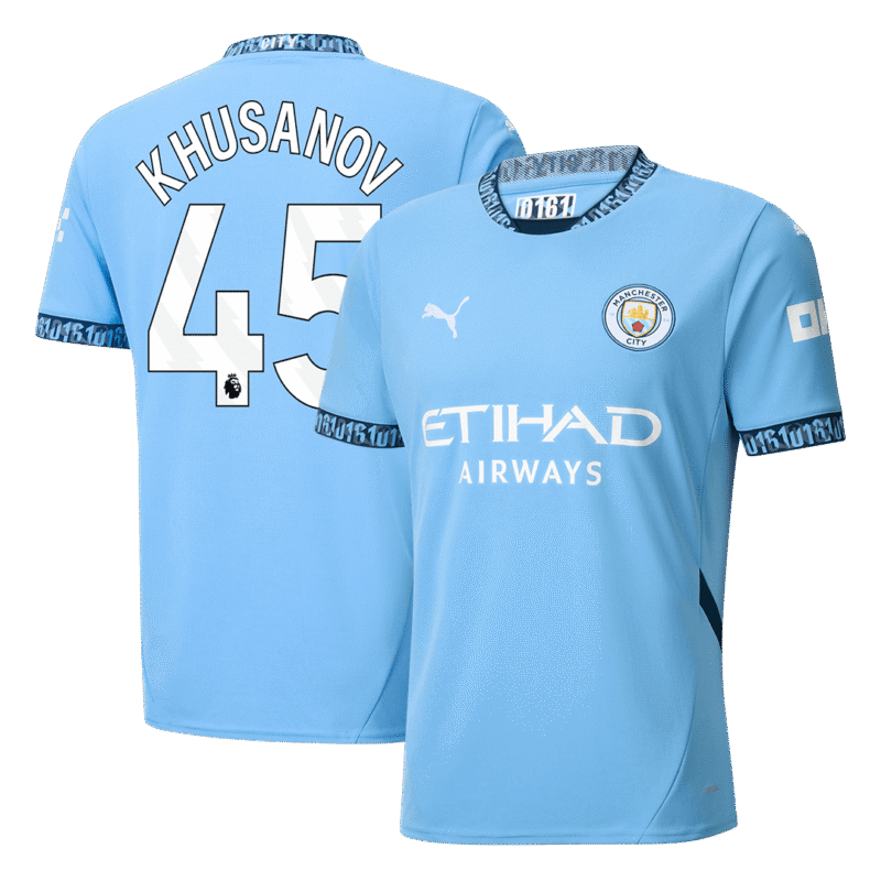 KHUSANOV #45 Manchester City Home Soccer Jersey 2024/25