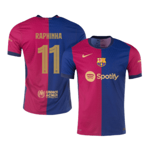 RAPHINHA #11 Barcelona Home Authentic Soccer Jersey 2024/25- UCL