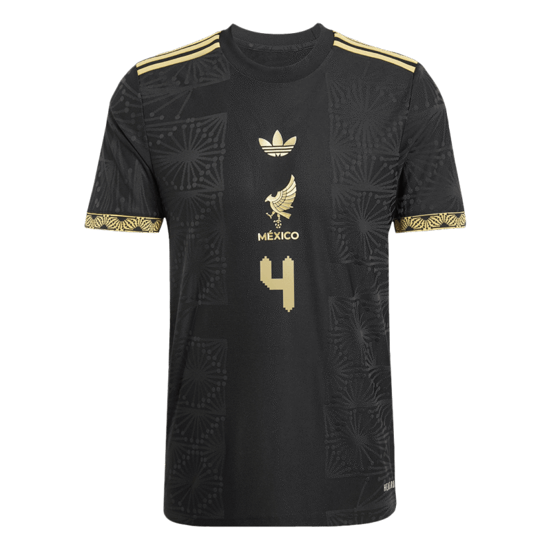 E.ÁLVAREZ #4 Mexico Third Away Authentic Soccer Jersey 2025 -Gold Cup