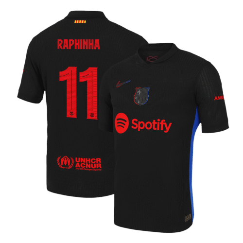 RAPHINHA #11 Barcelona Away Authentic Soccer Jersey 2024/25 - UCL