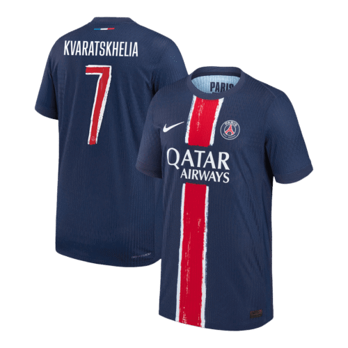 KVARATSKHELIA #7 PSG Home Authentic Soccer Jersey 2024/25 - UCL