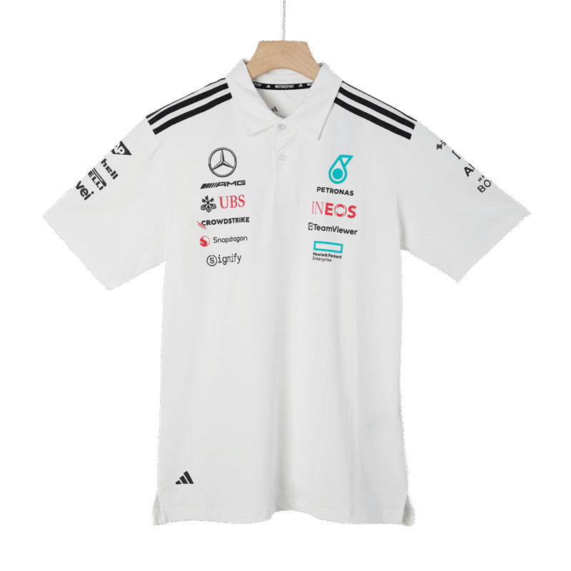 Polo de l'équipe Mercedes AMG Petronas F1 2025 blanc