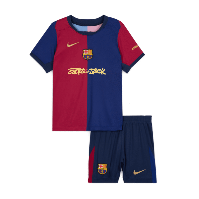 Barcelona X Travis Scott Home Kids Soccer Jerseys Kit 2024/25