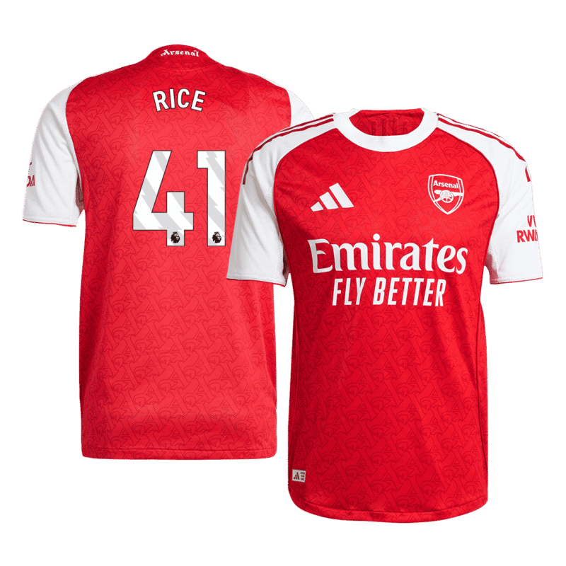 RICE #41 Arsenal Home Authentic Soccer Jersey 2025/26