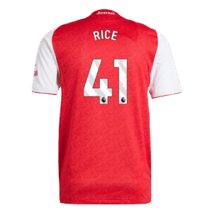 RICE #41 Arsenal Home Authentic Soccer Jersey 2025/26