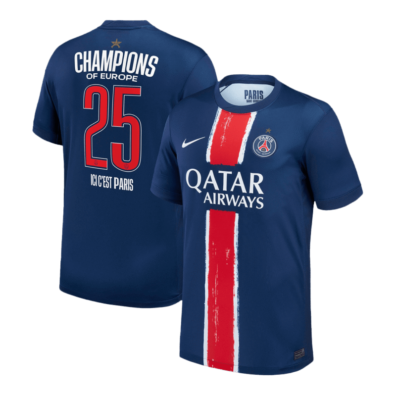 CHAMPIONS #25 PSG Home Soccer Jersey 2024/25 - CHAMPIONS D'EUROPE