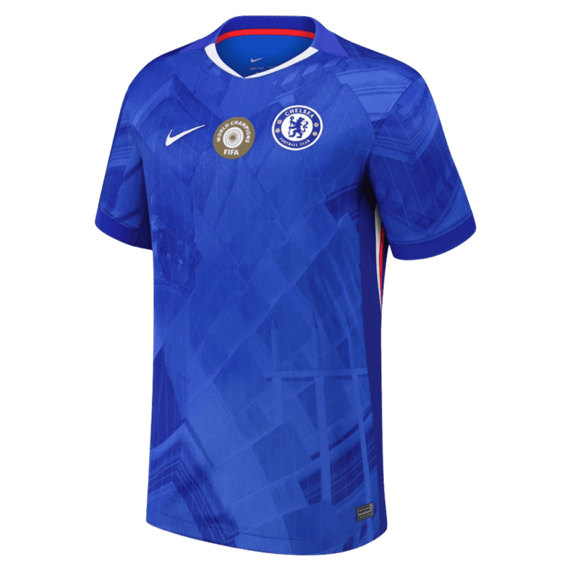 CHAMPIONS DU MONDE #25 Chelsea Home Soccer Jersey 2025/26 avec écusson de poitrine