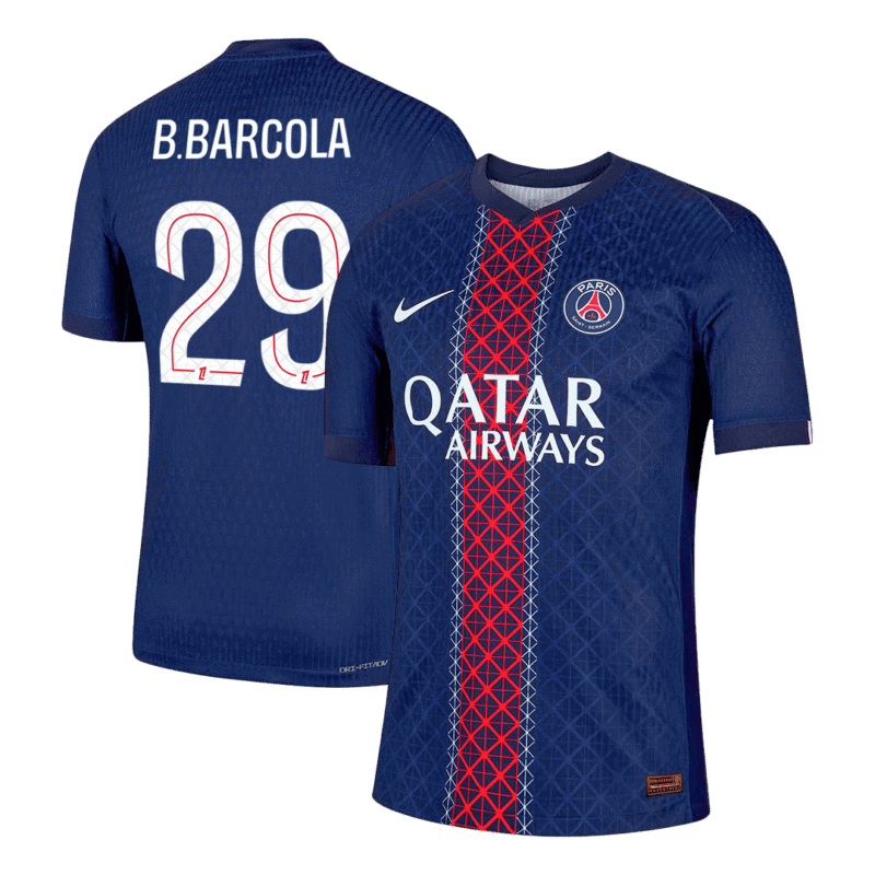 B.BARCOLA #29 PSG Home Authentic Soccer Jersey 2025/26