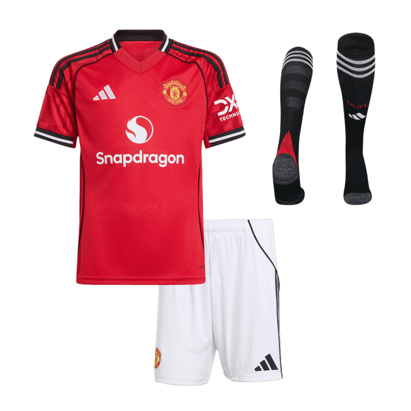 Manchester United Home Kids Soccer Jerseys Full Kit 2025/26
