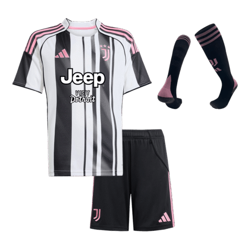 606582_1 Juventus Home Kids Soccer Jerseys Full Kit 2025/26