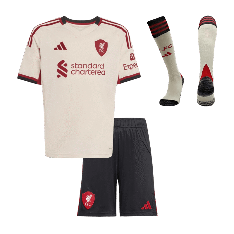 606602_1 Liverpool Away Kids Soccer Jerseys Full Kit 2025/26