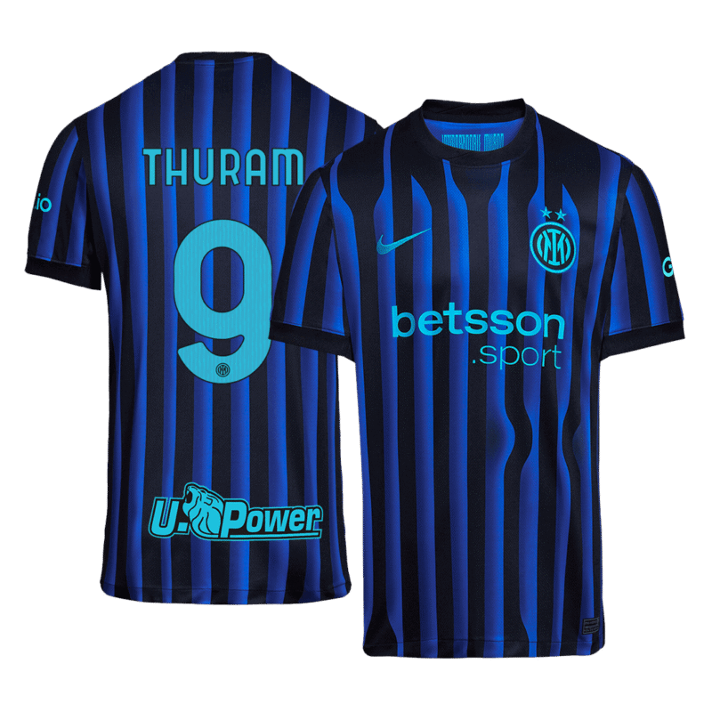 607387_1 THURAM #9 Inter Milan Home Soccer Jersey 2025/26