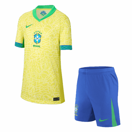 446620_1 Kids Brazil Home Soccer Jersey Kit (Jersey+Shorts) COPA AMÉRICA 2024