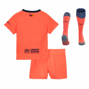 615827_2 Kid's Barcelona Third Away Soccer Jersey Kit(Jersey+Shorts+Socks) 25/26 Orange