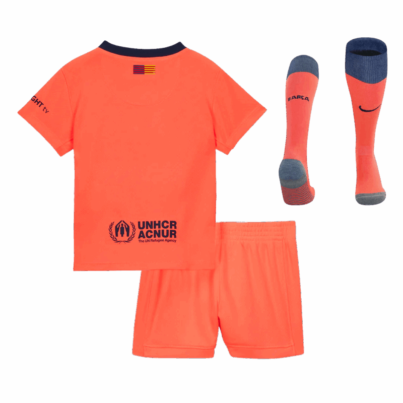 615827_2 Kid's Barcelona Third Away Soccer Jersey Kit(Jersey+Shorts+Socks) 25/26 Orange