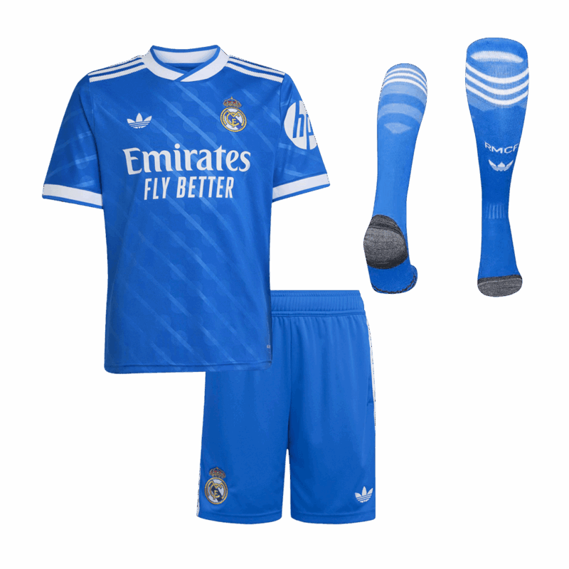 616023_1 Kid's Real Madrid Third Away Soccer Jersey Kit(Jersey+Shorts+Socks) 25/26 Blue
