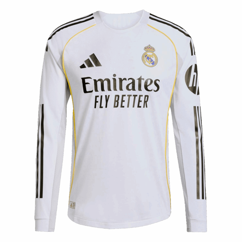 Real Madrid Long Sleeve Home Soccer Jersey 2025/26